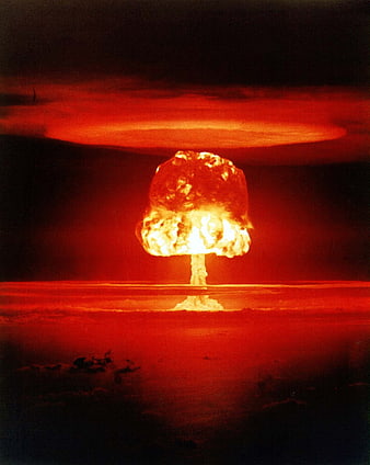 Nuclear Explosion Mushroom Cloud in Red Sky