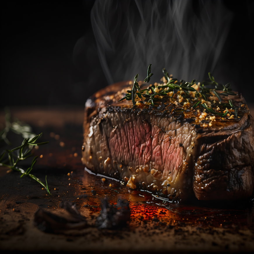 Juicy Grilled Steak with Herbs and Steam