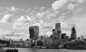 Black and White London Skyline with Gherkin and Walkie Talkie