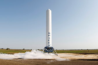SpaceX Starship rocket landing test with smoke