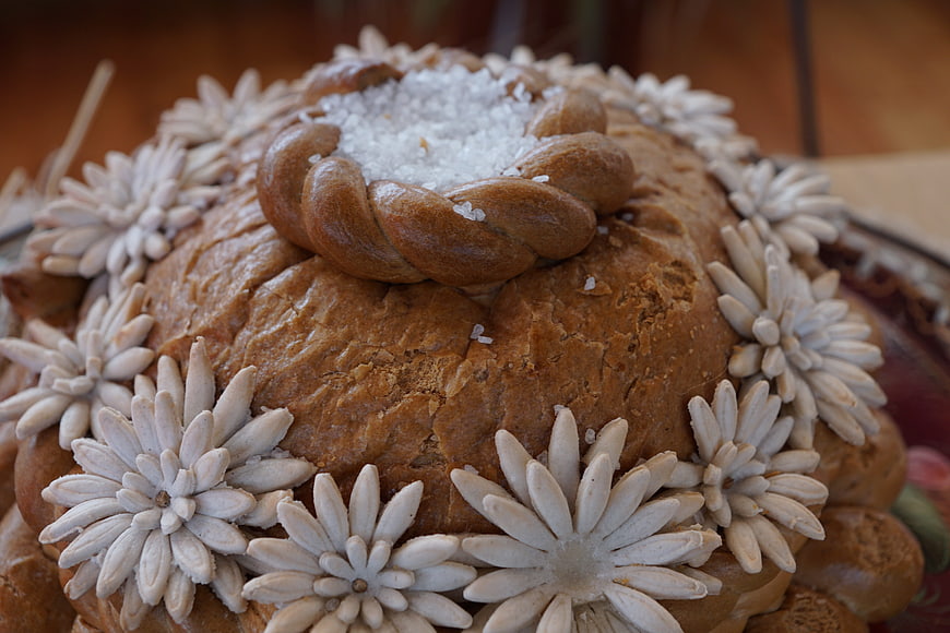 Traditional Russian Bread with Salt and Sunflower Seeds
