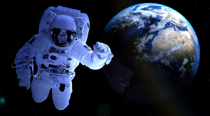 Astronaut Floating in Space with Earth in Background