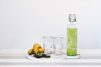 Healthy Kiwi Banana Infused Water in Glass Bottle