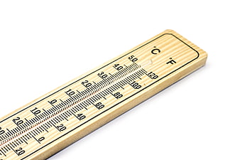 Wooden Thermometer With Celsius And Fahrenheit Scales On White Background
