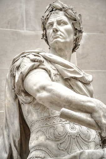 Close-up of Julius Caesar Marble Statue in Museum