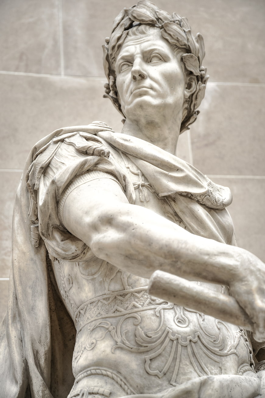 Close-up of Julius Caesar Marble Statue in Museum