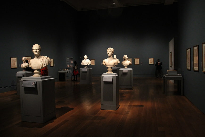 Classical Marble Busts in Museum Gallery