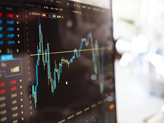Close-up of financial stock market trading chart on computer screen