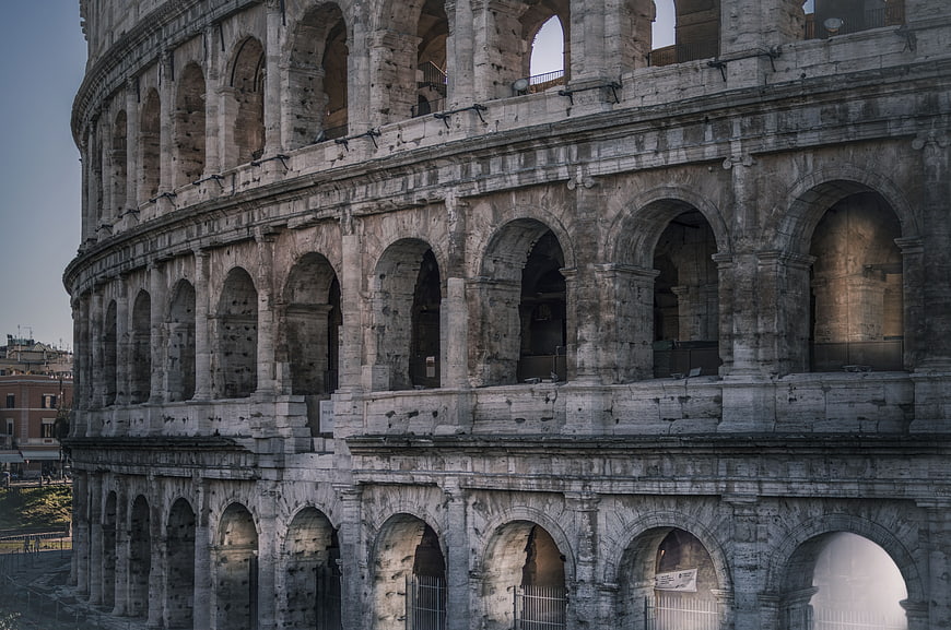 Detailed Colosseum Arches in Rome, Italy