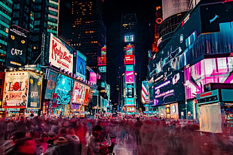 Vibrant Night Scene of Times Square New York City