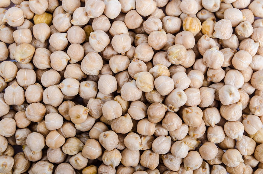 Close-up of dried chickpeas for healthy vegetarian cooking