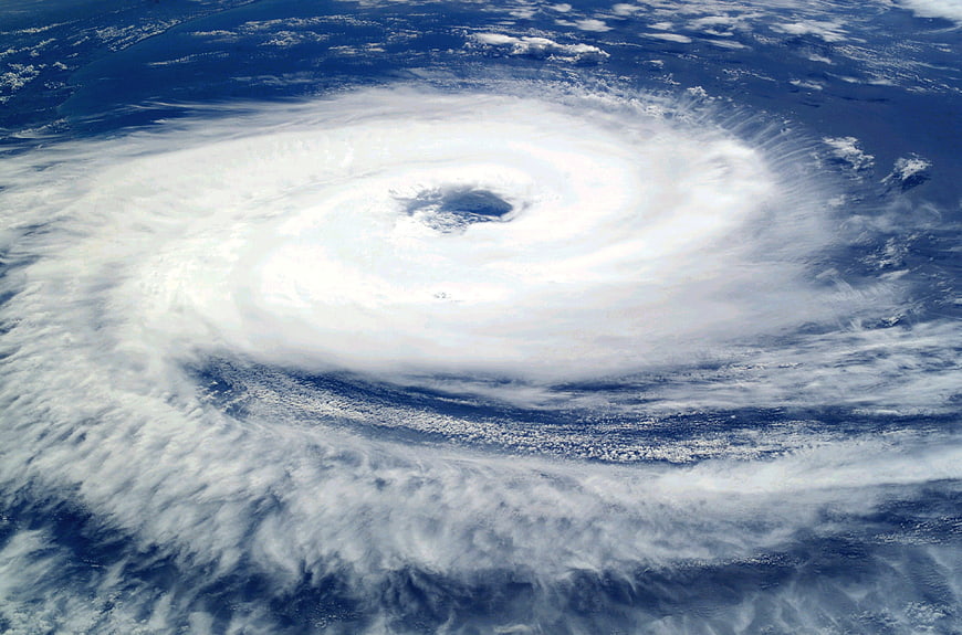 Satellite view of a massive hurricane over the ocean