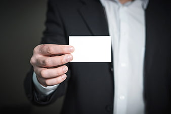 Businessman Hand Holding Blank White Business Card