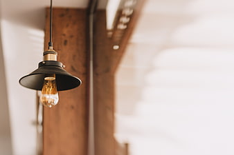 Vintage industrial pendant lamp with Edison bulb and copyspace