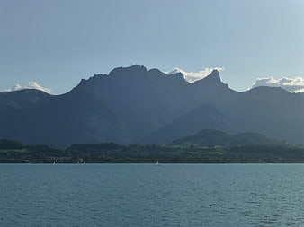 Sailboats on Lake Thun with Stockhorn Mountain Background