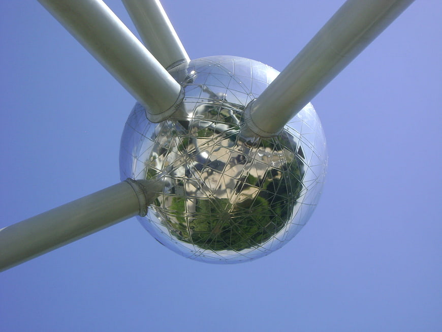 Low angle view of Atomium sphere in Brussels