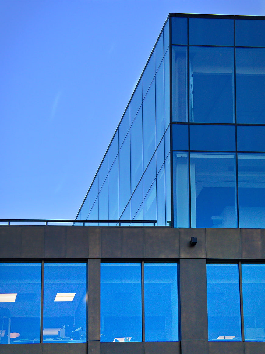 Modern Blue Glass Office Building Architecture