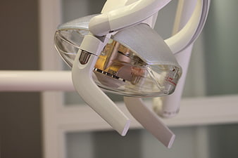 Close-up of modern dental examination lamp in clinic