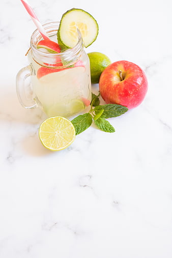 Refreshing Apple Cucumber Lime Detox Drink in Mason Jar