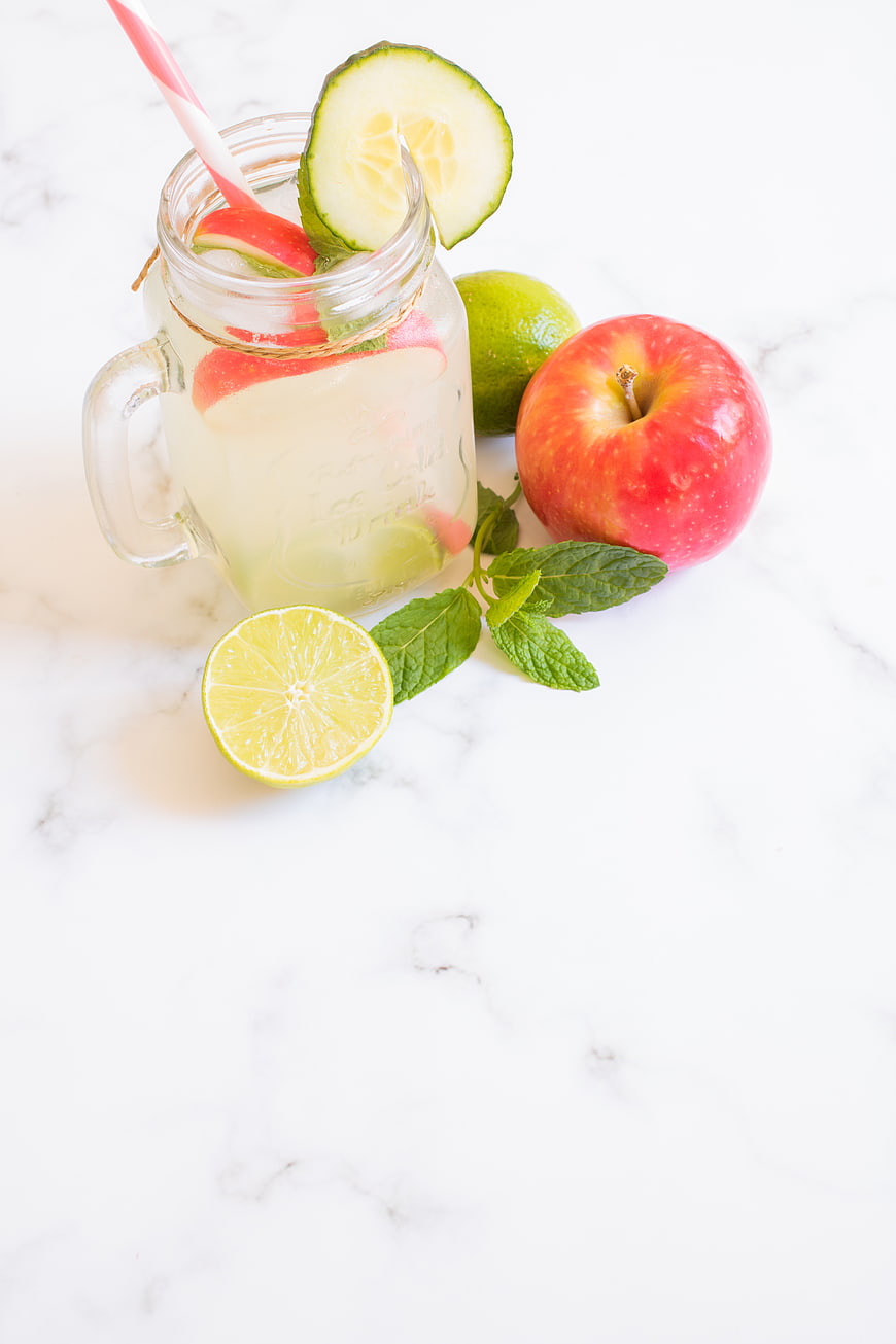 Refreshing Apple Cucumber Lime Detox Drink in Mason Jar