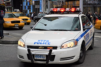 NYPD Police Car with Sirens in New York City Traffic