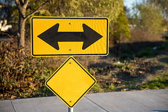 Yellow Double Arrow Road Sign with Blank Diamond Plate