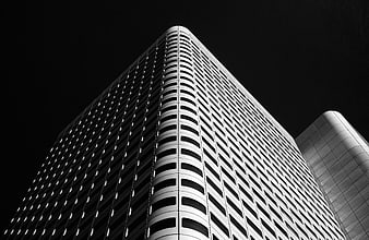 Black and white skyscraper architecture low angle view