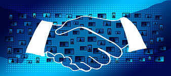 Digital Handshake Illustration for Blockchain and Data Security