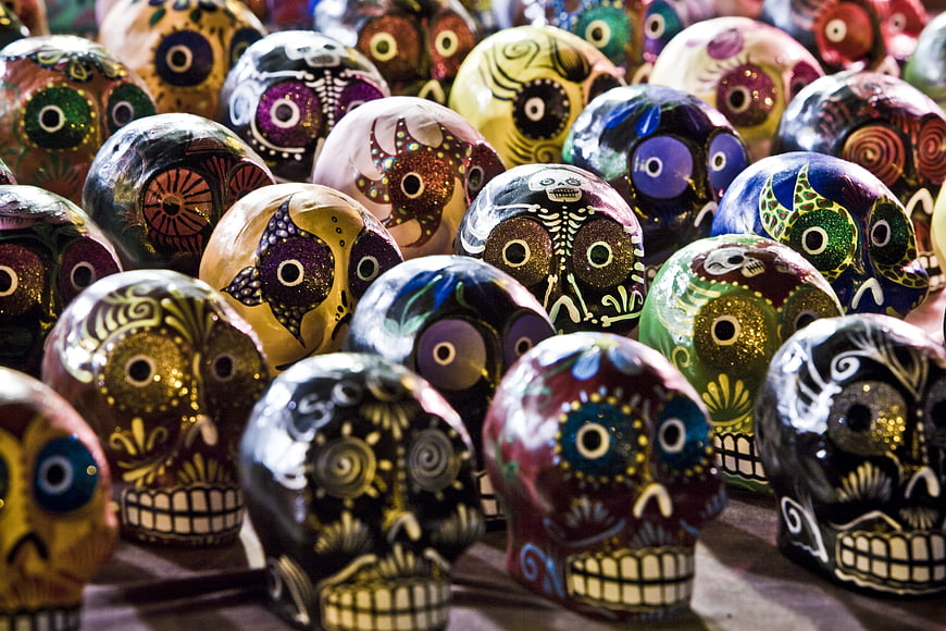 Colorful Hand-Painted Sugar Skulls for Day of the Dead