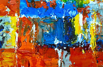 Vibrant Abstract Acrylic Painting with Thick Textured Brushstrokes