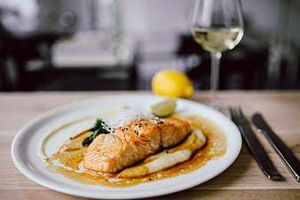 Bourbon Glazed Salmon Fillet with White Wine