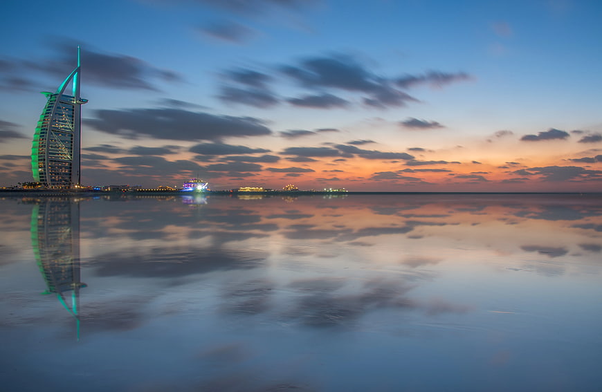 Burj Al Arab Dubai Sunset Reflection