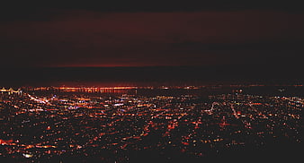 Aerial Night View of San Francisco City Lights and Bay