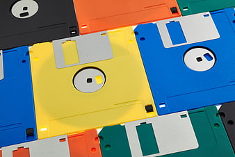 Colorful Retro Floppy Disks Background