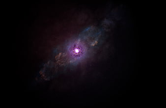 Vibrant Purple Nebula and Star Cluster in Deep Space