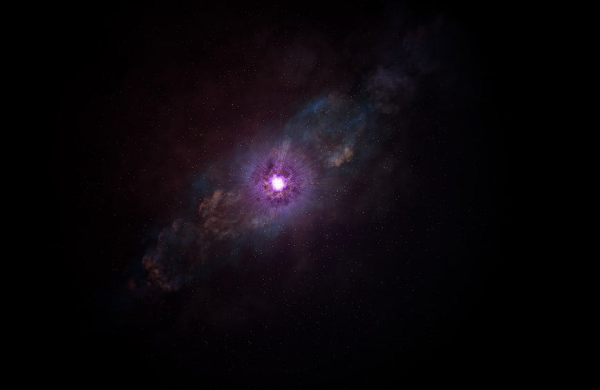 Vibrant Purple Nebula and Star Cluster in Deep Space