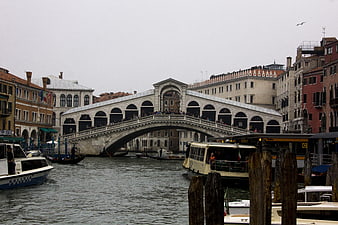 Rialto Bridge Venice Italy Canal Traffic