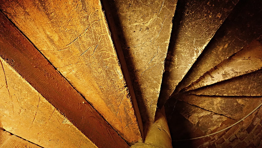 Abstract View of Old Stone Spiral Staircase Architecture