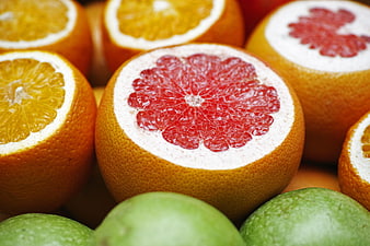 Fresh Cut Grapefruit and Oranges with Limes