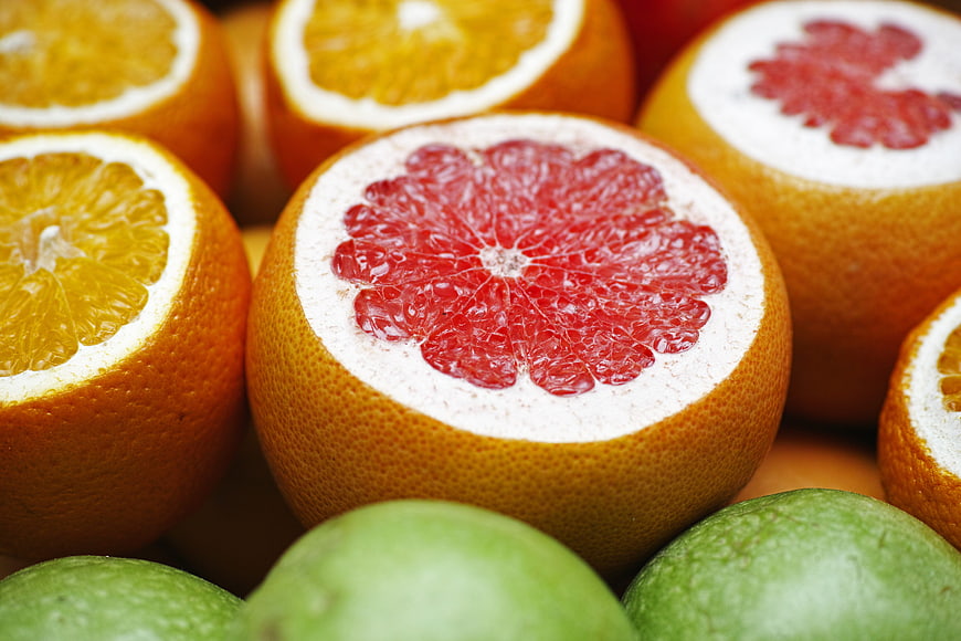 Fresh Cut Grapefruit and Oranges with Limes