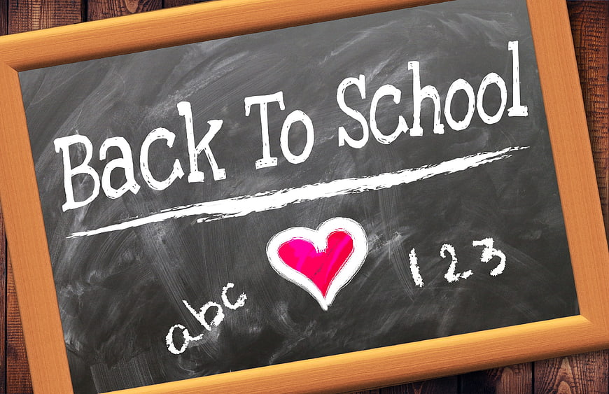 Back to School Chalkboard with Heart and ABCs