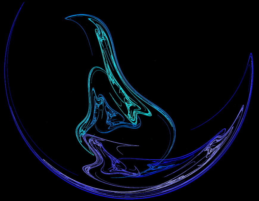 Abstract blue and cyan fractal art on black background