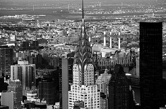 Black and White Aerial View of Chrysler Building New York City