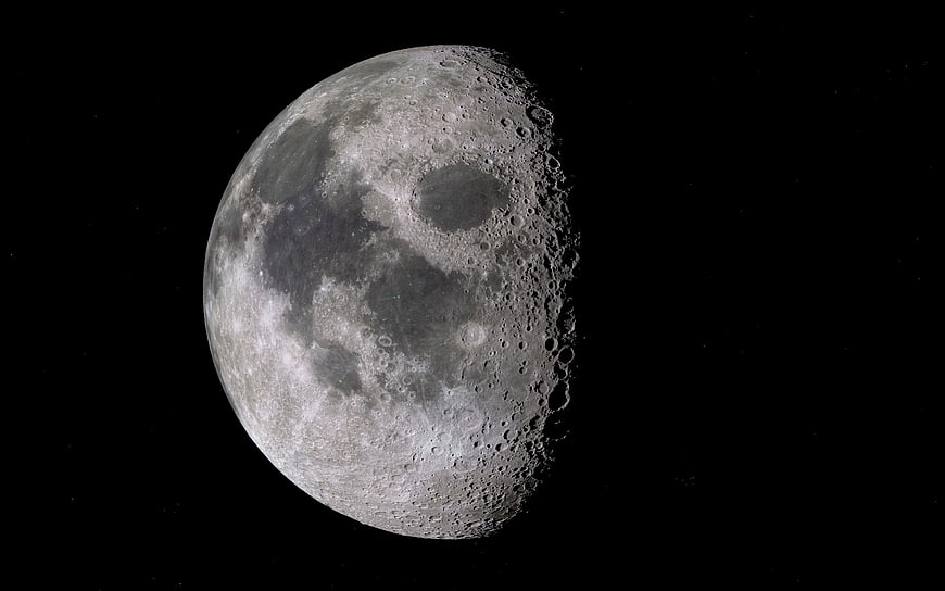 High-Resolution Waxing Gibbous Moon with Craters and Maria