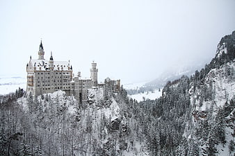 Neuschwanstein Castle in Snowy Winter Landscape