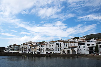White buildings along the waterfront in Cadaques, Spain