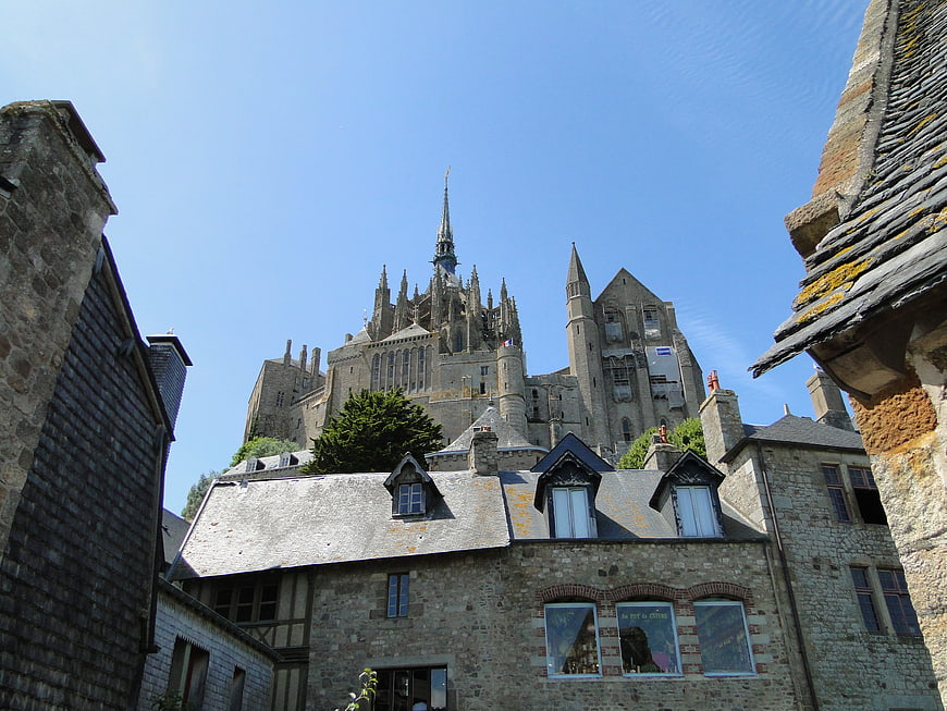 Mont Saint-Michel Gothic Architecture Viewed from Village Street