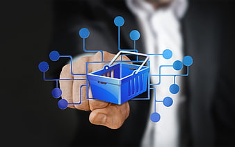 Businessman Hand Holding Digital Shopping Cart Icon