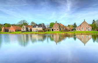 Traditional Dutch Canal Houses in Veendam, Netherlands