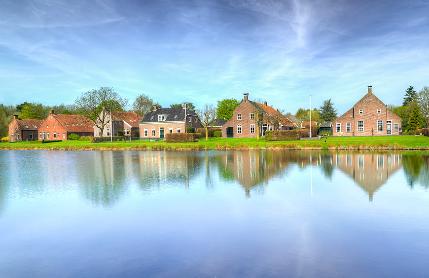 Traditional Dutch Canal Houses in Veendam, Netherlands